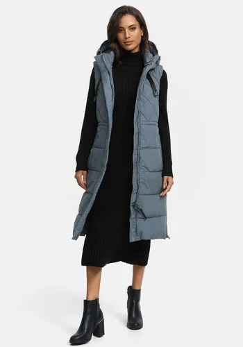 MARIKOO Damen Winterweste N018 - Stylische Steppweste mit Kapuze - Funktionsjacken mit 4 praktischen Taschen und kuscheligem Innenfutter für optimale Wärme bei kaltem Wetter. Ideal für Outdoor-Aktivitäten und Freizeit.