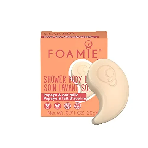 Foamie Feste Seife Reisegröße Papaya & Hafermilch – Feuchtigkeitsspendendes Duschbad für trockene Haut, 20 g