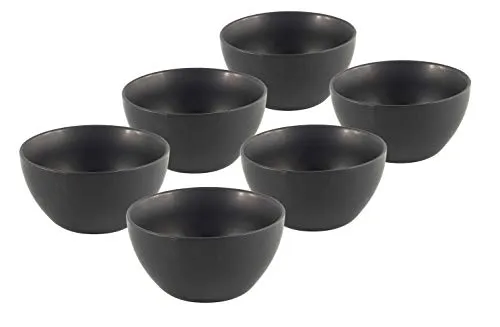 Spetebo Porzellan Müslischale 14x7,5 cm - Schwarz - 6er Set - Elegante schwarze Müslischalen mit 600 ml Fassungsvermögen, ideal für Müsli, Obst und Salate. Perfekt für stilvolle Tischdekoration!
