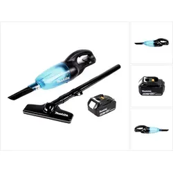 Makita DCL 180 T1 B Akku Staubsauger 18 V Schwarz mit 5,0 Ah Akku - Kompakter Akku Staubsauger für vielseitigen Einsatz im Haus und Werkstatt. Hohe Saugkraft, geringe Lautstärke und praktische LED-Anzeige für den Akku-Ladestand.