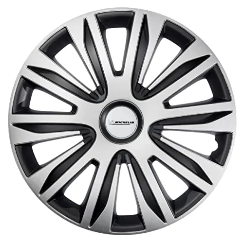 MICHELIN Radkappe 14 Zoll - Universal Radzierblende Set - Stylische Radkappen aus bruchfestem ABS-Kunststoff, passend für alle PKW. Mit NIGHT-VISION-SYSTEM für erhöhte Sicherheit bei Nacht. 4er Set für einfache Montage.