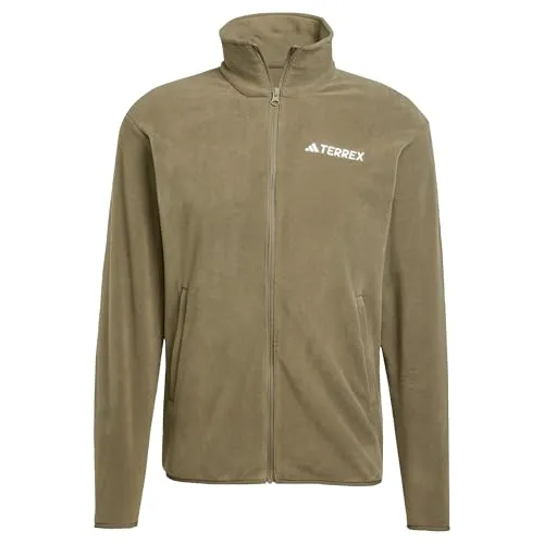 adidas Herren Terrex Multi Essentials Fleece Jacket - Olive Strata, XXL - Funktionsjacke aus 100 % recyceltem Polyester, regulär geschnitten mit seitlichen Reißverschlusstaschen für optimalen Komfort und Funktionalität.