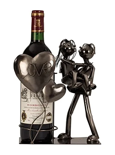 Moderner Wein Flaschenhalter Liebespaar Love aus Metall Höhe 24 cm Breite 19 cm