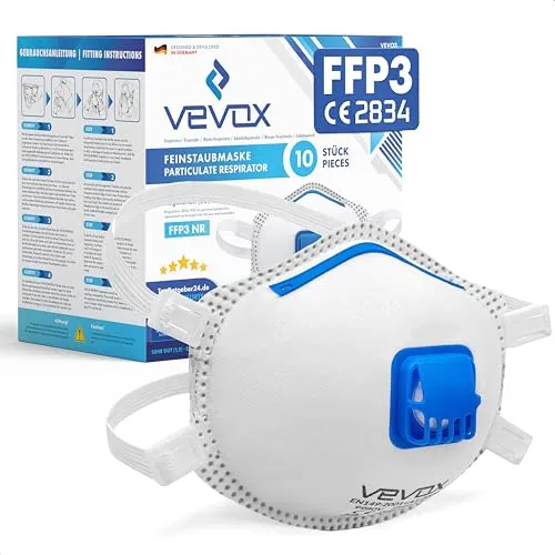 VEVOX FFP3 Filtrierende Halbmasken mit Ventil – 10er Set