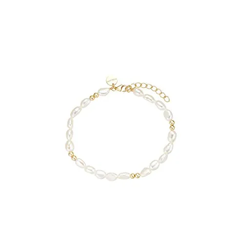NOELANI Armband 925 Sterling Silber mit Süßwasserzuchtperle - Elegantes Damen-Armband aus 925 Sterling Silber, verstellbar von 16+3 cm, mit edlen Süßwasserzuchtperlen. Kommt in einer stilvollen Schmuck Geschenk Box – das perfekte Geschenk für jeden Anlass!