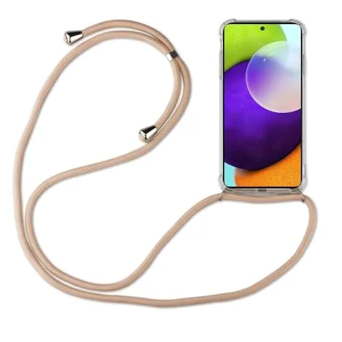 Hülle Kompatibel mit Samsung Galaxy A52 | Handykette Smartphone Halskette Hülle mit Band | Handyhülle mit Kordel zum Umhängen Kompatibel für Galaxy A52 | Beige/Braun