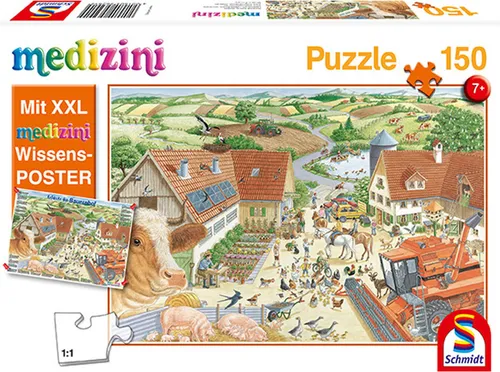 Schmidt Spiele Entdecke Den Bauernhof Medizini, 150 Teile, Kinderpuzzle, Kinder Puzzle, Steckpuzzle, Puzzlemotiv, 56291
