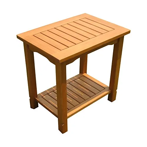 Spetebo Eukalyptus Beistelltisch geölt - 50x35 cm - Beistelltisch aus massivem Eukalyptus mit 2 Ablageflächen, perfekt für Garten, Terrasse oder Wintergarten. Robuste und elegante Holzoptik, die jedes Ambiente aufwertet.