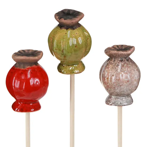 Keramik Blumenstecker Mohn Deko