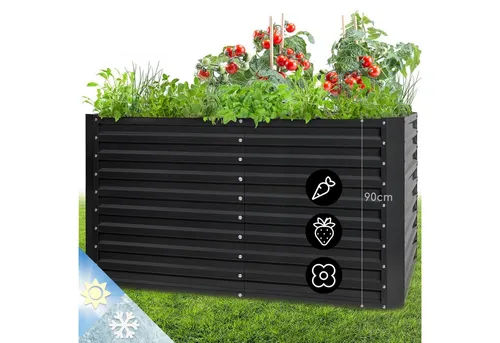 blumfeldt Hochbeet High Grow Straight - Hochbeet Metall für Balkon und Garten - Hochbeete für einfaches Gärtnern im Stehen, mit 90 cm Arbeitshöhe und 1800 Litern Volumen. Optimaler Witterungsschutz und hohe Erträge für frisches Gemüse und Kräuter.