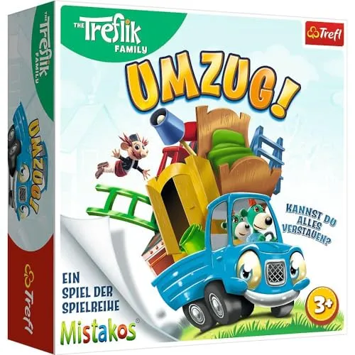 Trefl, Umzug Familie, Konstruktionsspiel, Turmbau, Familienspiel, Gesellschaftsspiel, Geschicklichkeitsspiel für Erwachsene und Kinder ab 3 Jahren