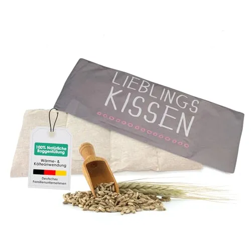 heimtexland ® Roggen Kammer Körnerkissen XL 20x48 cm Kälte- und Wärmekissen 100% Baumwolle Typ752 Grau - Lieblingskissen