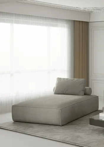 Chaiselongue Sezlong Liege CELES in Lichtgrau - Moderne Chaiselongue mit Wellenfederung und PU-Schaum, inkl. Rückenkissen. Ideal für stilvolles Wohnen im Wohnzimmer.