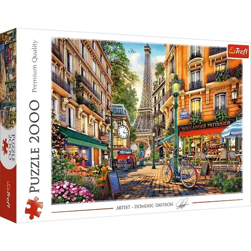 Trefl TR27121 Puzzle - 2000 Teile, idyllische Gasse in Paris, fördert Konzentration und Geduld