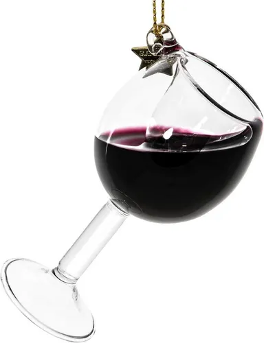 SIKORA Christbaumschmuck Rotwein Glas besondere Weihnachtskugel Glas Anhänger – BS552, Christbaumschmuck Deko - traditionell, witzig & außergewöhnlich