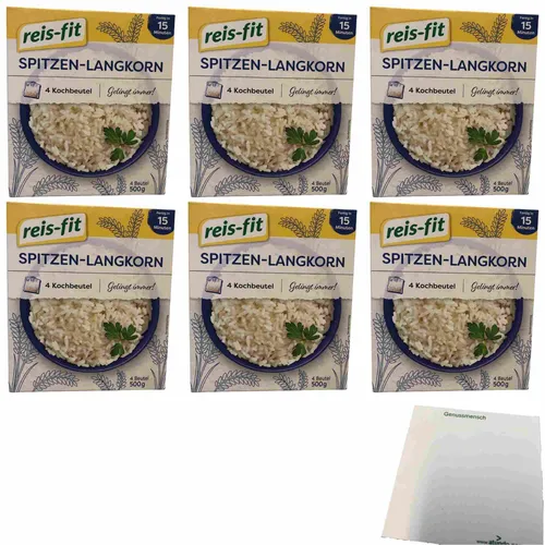 Reis Fit Spitzen-Langkorn Reis im Kochbeutel 6er Pack 6x500g 24 Kochbeutel