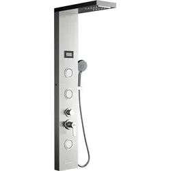 Duschpaneel Regendusche, Edelstahl Dusche Armaturen LED 3 x Massagedüsen Duschsystem Duschsäule Duscharmatur Wasserfall mit Temperatur Display Du... - Silber