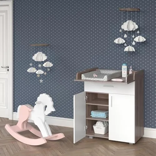 Vicco Wickelkommode Lena, Weiß/Sonoma, 75 x 100 cm