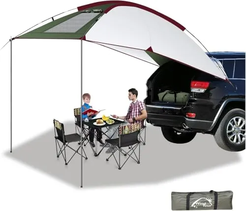 Autozelt Sonnendach für Camper, SUV & Wohnwagen, Tragbare Campingbus Markise Sonnensegel Wasserdicht, Busvorzelt Dachzelt Heckzelt Sonnenschutz für Outdoor Camping Selbstfahrer, 2.4X1.9X2m