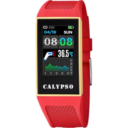 CALYPSO K8502/3 Smartwatch für Damen - Elegante Armbanduhr mit 23,80/41,30 mm Gehäuse und pinkfarbenem Kautschukarmband, ideal für stilbewusste Frauen.