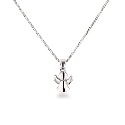 Schöner-SD Anhänger Kleiner Engel mit Kette 38cm - 43cm - Hochwertige 925 Silber Kette mit variabel einstellbarer Länge, perfekt als bedeutungsvolles Geschenk für Kinder. Der glänzend polierte Engel-Anhänger ist anlaufgeschützt und bietet ein angenehmes Tragegefühl.