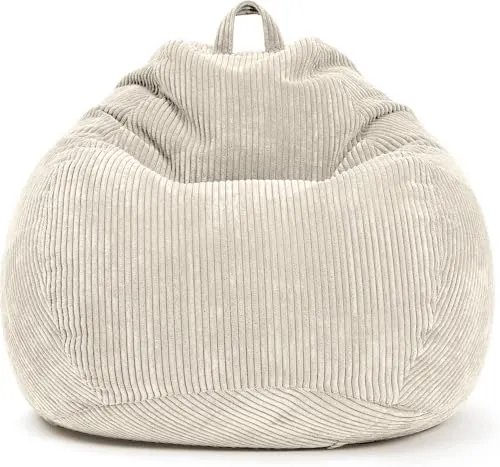 Green Bean® Indoor Sitzsack 90x110cm EPS-Perlen Füllung & Cordstoff Kuschelig Weich Waschbar - Drinnen Bodenkissen Liegekissen Sitzkissen Sitzhocker Relax-Sessel Kinder Erwachsene Stoff Beige