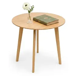 Bambus Beistelltisch rund – stilvoller Couchtisch für Wohnzimmer & Schlafzimmer, Ø 60 cm – Braun - VIELSEITIGER BEISTELLTISCH – Der runde Bambustisch bietet praktische Ablagefläche und bringt natürliche Wärme in jeden Wohnraum. Pflegeleicht und schnell montiert, ideal für Getränke, Bücher oder Dekoration.