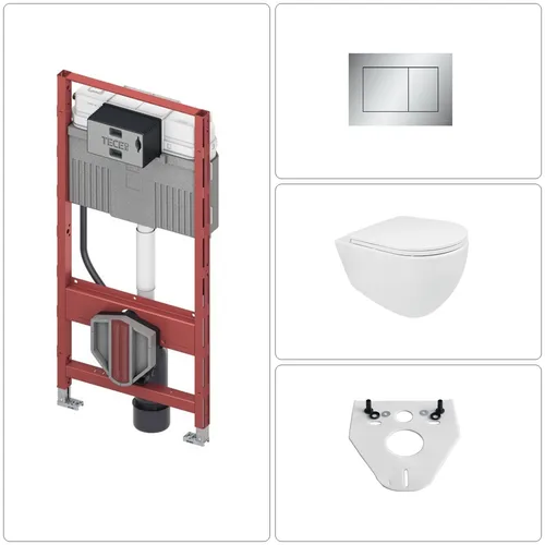 Wand-WC spülrandlos SoftClose WC-Sitz & TECE Vorwandgestell+Drückerplatte chrom