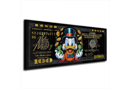 Artedinoi Leinwandbild Dollar Duck My Money My Rules Black Leinwandbild Wandbild Kunstdruck W