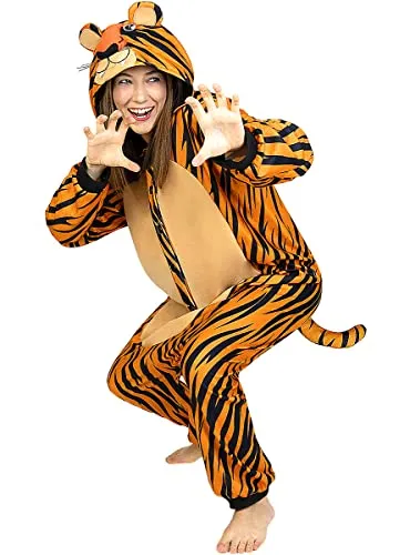 Funidelia Tiger Onesie Kostüm für Herren und Damen