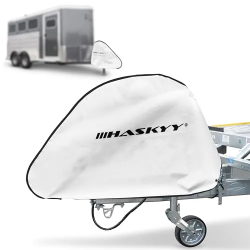 Deichselabdeckung I 90 x 60 cm I Wasserdicht I Deichselhaube für Anhänger Wohnwagen I Weiß I LKW-Plane I Universal Deichselschutzhülle Anhängerkupplung Abdeckung