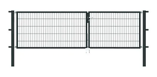 Doppeltor ALBERTS Flexo 350 x 100 cm Typ 6/5/6 - Robustes Metalltor in Anthrazit, ideal für Gartenzäune, inklusive stabilen Pfosten für einfache Montage.