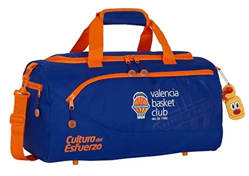 safta Federmäppchen Sporttasche Valencia Basket Blau Orange - Reisetaschen mit großzügigem Stauraum (50 x 25 x 25 cm) und stylischem Design für Basketball-Fans.