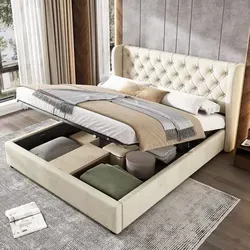 Odikalo Polsterbett mit Bettkasten & Lattenrost – Beige (140x200) - Elegantes Polsterbett mit praktischem Stauraum und robustem Lattenrost. Ideal für stilvolle Schlafzimmer und optimalen Komfort.