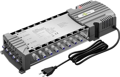 goobay 64876 - Sat Multischalter 5/16 für 16 Teilnehmer, individuelles Empfangssignal, unterstützt HDTV, 4K/8K UHD und Sky