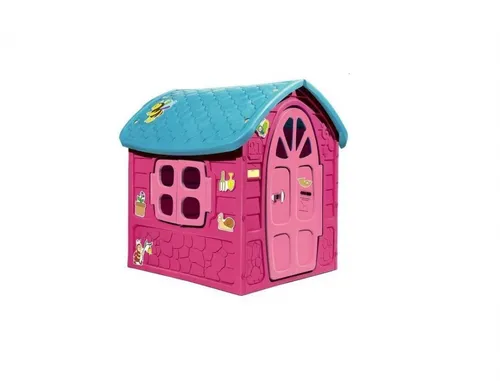 LeanToys Großes Kindergartenspielhaus 5075 Pink Rosa - Kreatives Spielhaus für Kinder, ideal für den Garten. Bietet Schatten und Platz für Spielzeug, aus wetterfestem Material. Große Türen und Fenster sorgen für ein einladendes Spielumfeld.