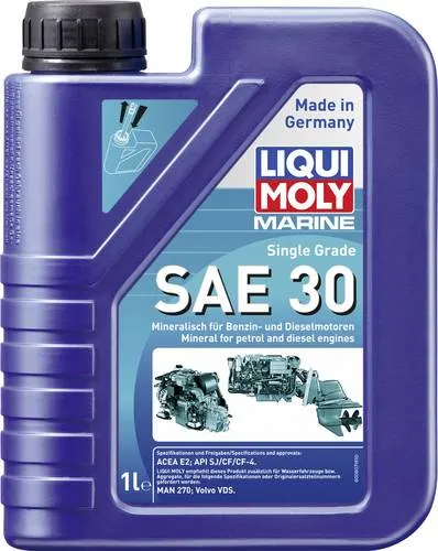 Liqui Moly Marine Single Grad SAE 30 Motoröl 1 Liter - Motoröl für Marineanwendungen, optimiert für höchste Leistung und Schutz bei anspruchsvollen Bedingungen.
