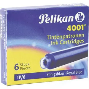 Pelikan Tintenpatronen 4001 Blau - 6 Stück, dokumentenecht und ideal für Schüler und Studenten