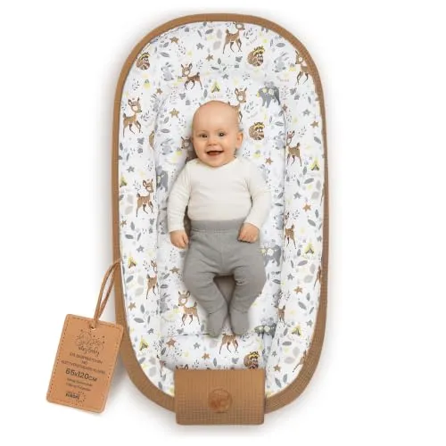 Babynest Neugeborene 65x120cm in braun von Totsy Baby