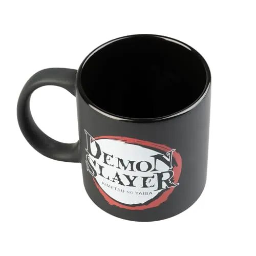 Grupo Erik Tasse Kaffeetasse Demon Slayer Black - Kaffeebecher - Teetasse Größe 9,5 cm x 8 cm - Fassungsvermögen 350 ml - Offizielles Kimetsu no Yaiba Demon Slayer Merch Fanartikel