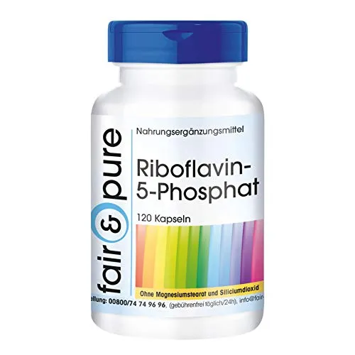 Fair & Pure Riboflavin-5-Phosphat, 120 Kapseln, aktives Vitamin B2, Nahrungsergänzungsmittel vegan ohne Magnesiumstearat, in Deutschland hergestellt