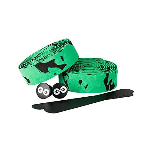 URBAN ZWEIRAD - Lenkerband Rennrad Camo Grün/Schwarz - inkl. Endstopfen und Klebestreifen - Griffband Rennrad Schwarz extra griffig - 200 cm x 3 cm - 3 mm Stärke