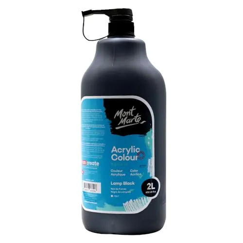 Mont Marte Schule Acrylfarben, : Schwarz, 1/2 Gallone (2 Liter), Perfekt für Studenten und Künstler, Ausgezeichnete Abdeckung und schnelle Trocknung, Mit Pumpendeckel