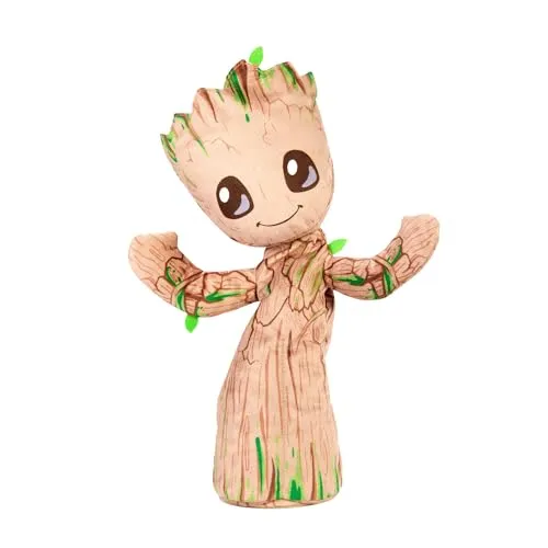 Mattel Marvel Plüschfigur, Tanzender Groot, englischsprachiges Kuscheltier, ca. 33 cm groß mit Geräuschen, Sätzen, Musik und Tanzbewegungen, JDW97
