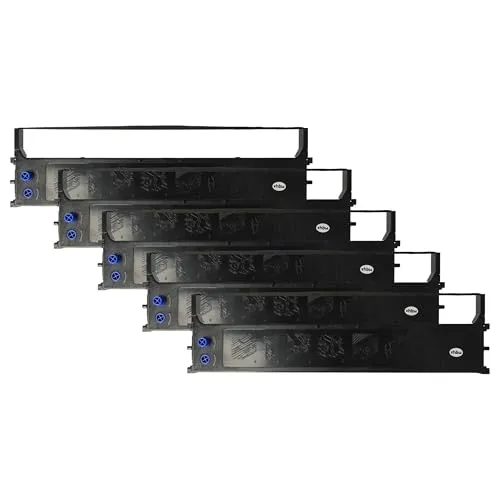 vhbw 5x Farbband Schriftband kompatibel mit OKI Microline ML-1120, ML-1120 eco, ML-1190, ML-1190c Nadeldrucker, Bondrucker - Schwarz