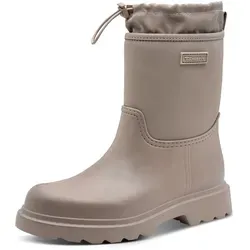 Gummistiefel TAMARIS, Damen, Gr. 36, taupe, Synthetik, Textil, unifarben, Schuhe Gummistiefel, Blockabsatz, Boots mit Textileinsatz am Schaftrand