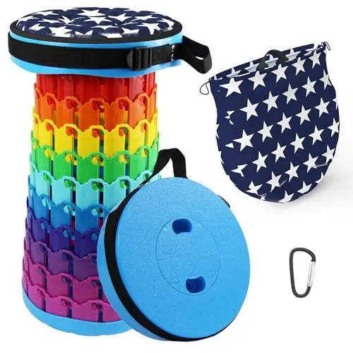 ALEVMOOM Tragbarer Klapphocker,Camping Hocker Teleskophocker,Klappbarer Hocker,Mini Leichte Campinghocker für Outdoor Camping Angeln BBQ Drinnen Küche,Belastung 600lbs