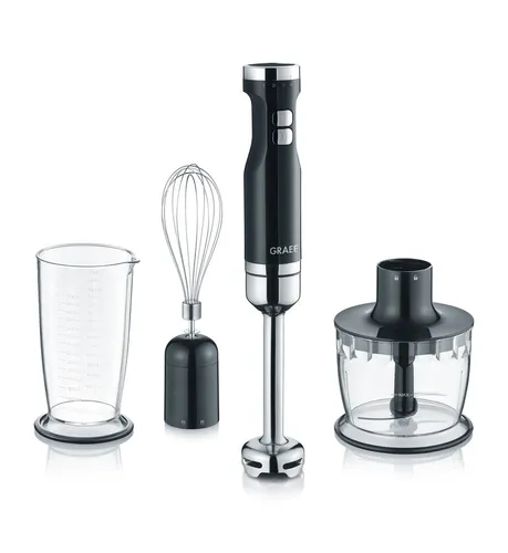 GRAEF HB502EU Stabmixer - 800 Watt, 5 Geschwindigkeiten + Turbo, komfortabler Pürierstab mit Edelstahlklingen und Anti-Spritz-Funktion