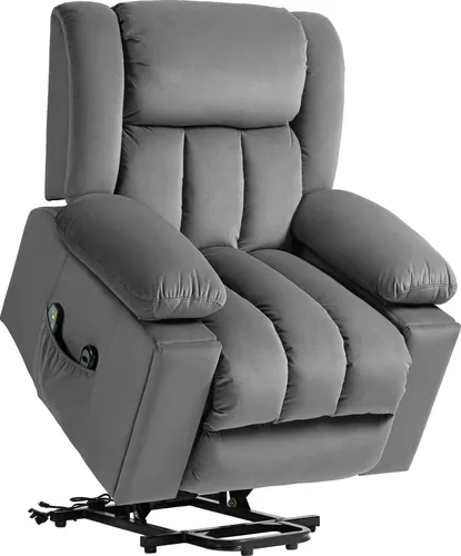 HOMCOM Elektrischer Massagesessel mit Aufstehhilfe - Massagesessel mit 8-Punkt-Vibrationsmassage und Lendenheizung für ultimativen Komfort. Ideal zum Entspannen und Aufstehen, ausgestattet mit USB-Anschlüssen und Stauraum.