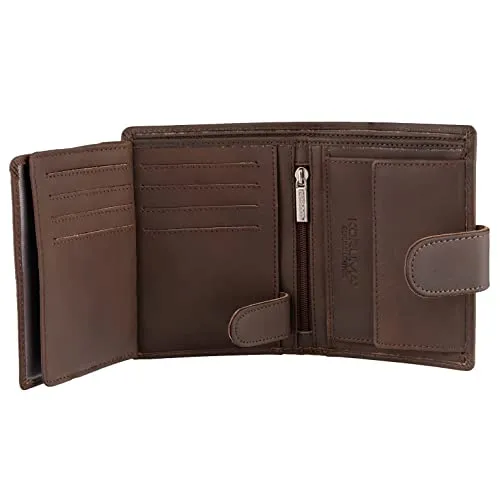KORUMA RFID Blocker TÜV-geprüft Geldbeutel Männer Opal Geldbörse Herren schwarz Portemonnaie Portmonaise Geldtasche Brieftasche Hochformat Herrengeldbeutel Herrenbörse Herrengeldbör 904PBL (Braun)